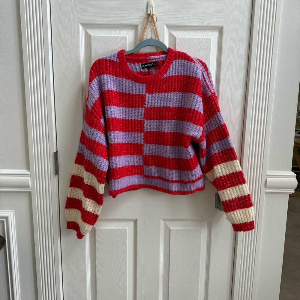 Blank NYC Red and Purple Striped Sweater
